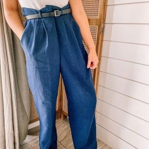 Vintage Kathie Lee Navy Pleated High Waisted Pants